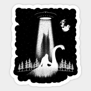 Bigfoot Riding Loch Ness Monster Sticker